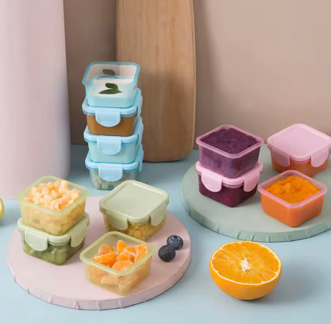 Pack Of 4 Mini Food Grade Sealed Fresh Box, Reusable Bento Lunch Box, Portable Baby Food Storage Containers Pack Of 4 Mini Food Grade Sealed Fresh Box, Reusable Bento Lunch Box, Portable Baby Food Storage Containers